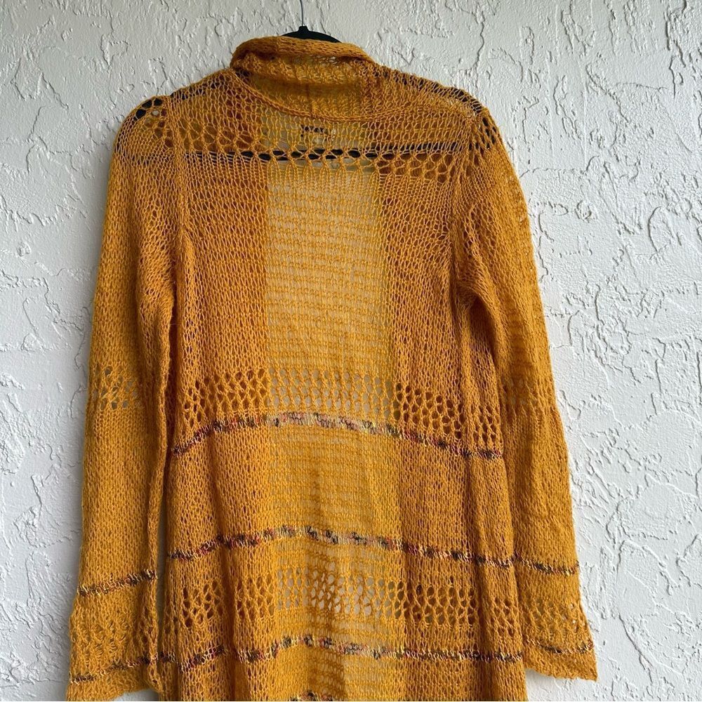 LUCKY BRAND Cardigan Women Small Longline Duster Knit Crochet Boho Wool - Picture 5 of 8